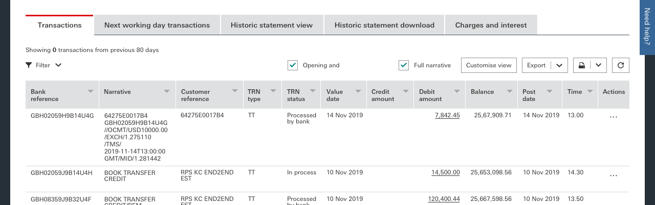 Statement Narrative Example From HSBCnet