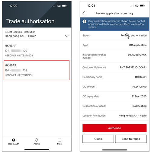 trade authorisation 